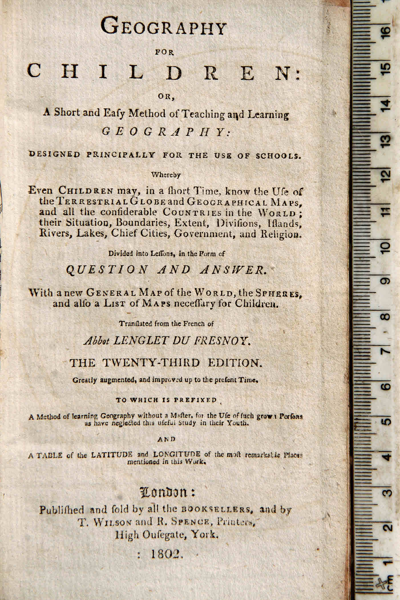 Title Page, 1802 Geography for Children